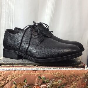 🔍 Hush Puppies Black Leather Plain Toe Lace Up Oxford